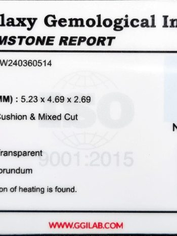 0.66 ct Natural Light Blue Sapphire from Galaxy Gemological Institute | Cushion Cut